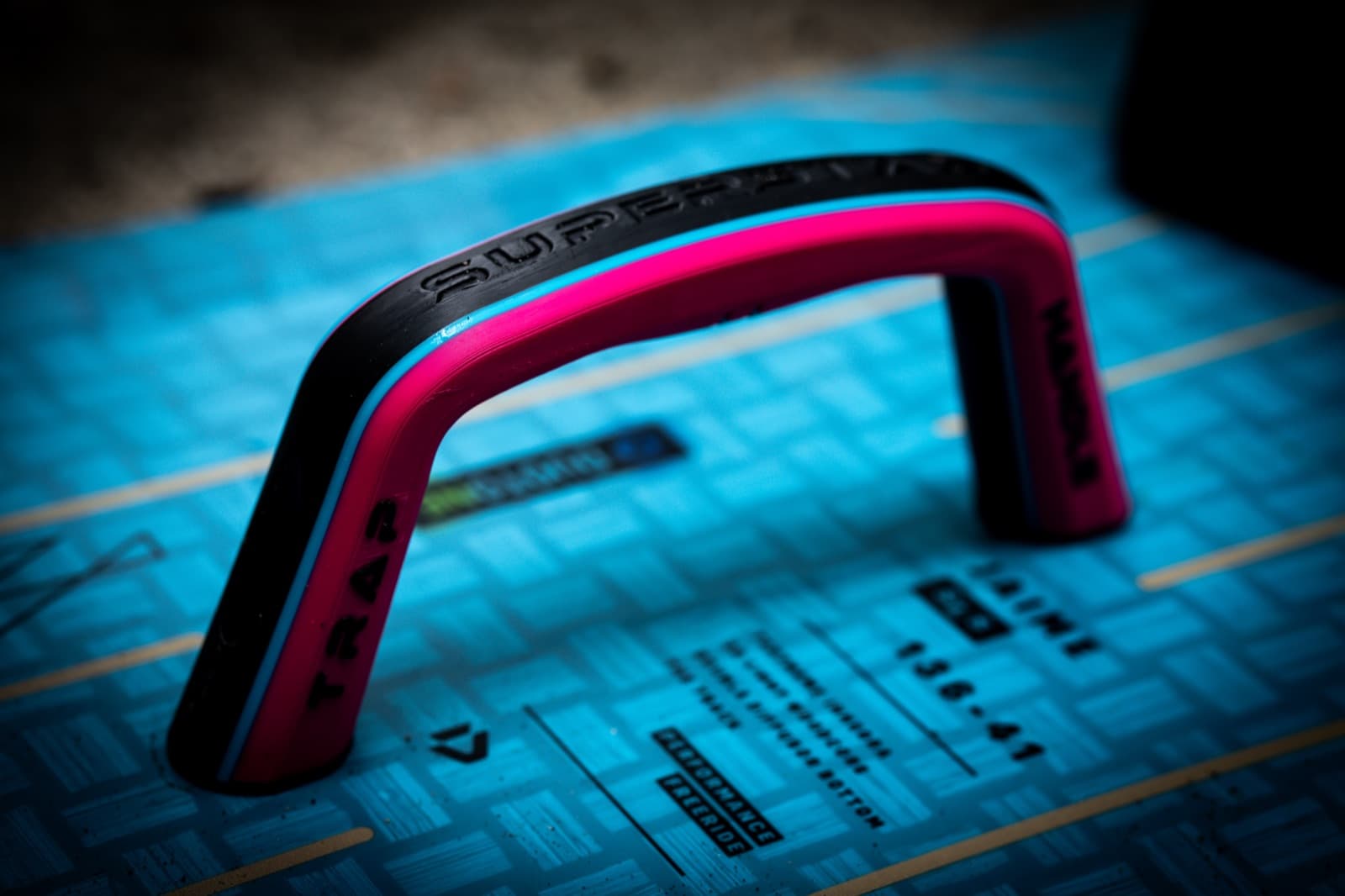 Trap Handle installed on a kiteboard